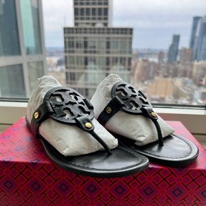 Tory Burch Miller Leather Sandals Black Size 8